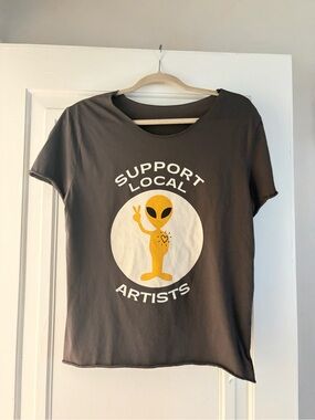 Support Local Artists Alien Organic Cotton Charcoal Tee size M/L